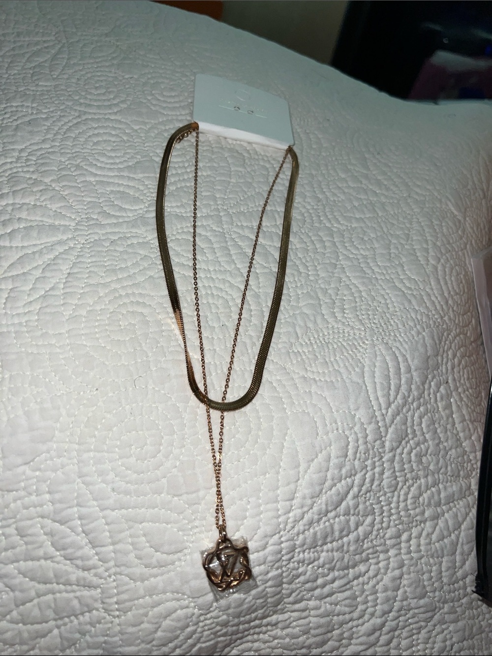 Two Layered Stainless Steel Rose Gold Pendant Necklace - Women Jewelry